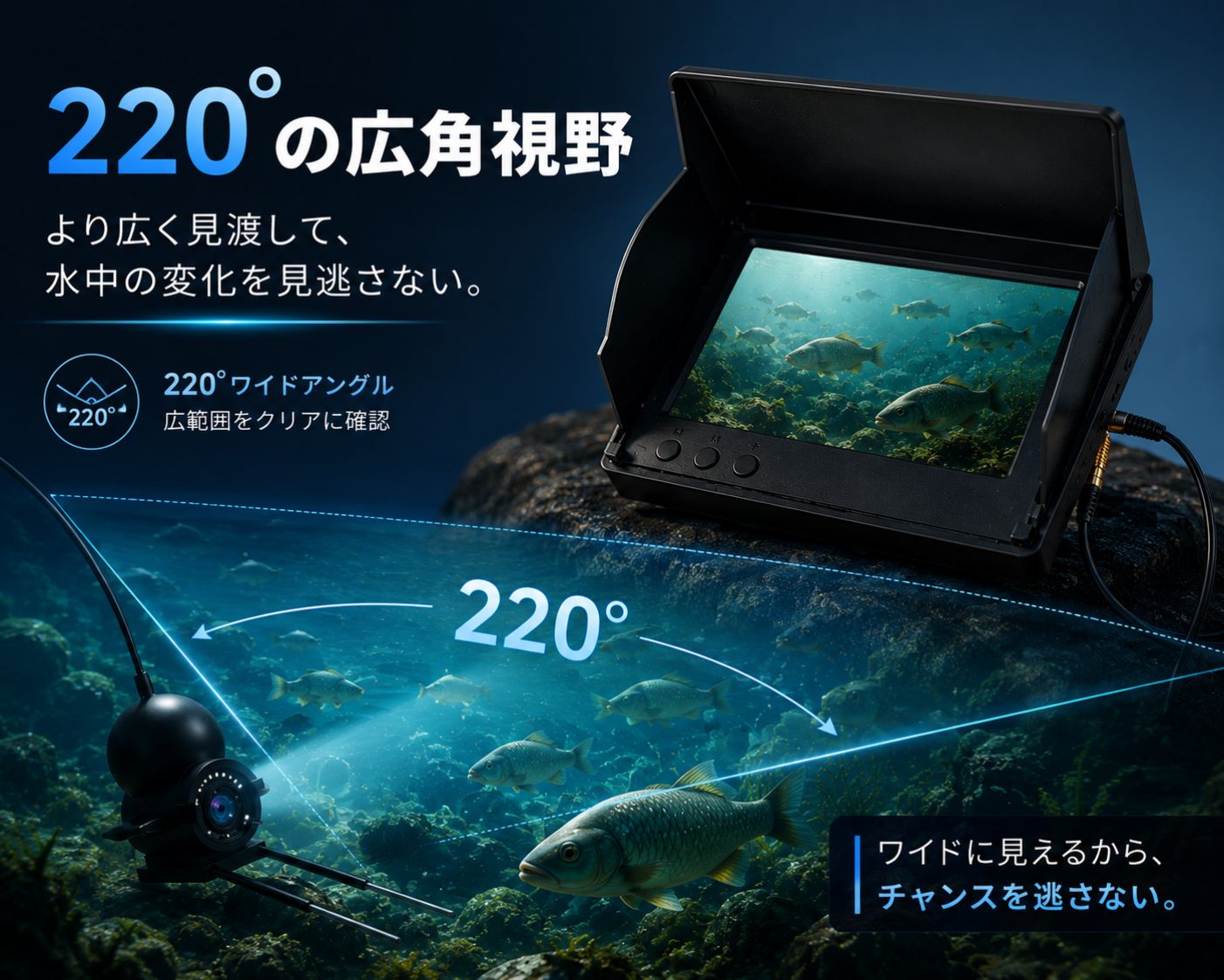 HD水中フィッシングカメラ｜4.3インチIPSモニター・赤外線ナイトビジョン搭載